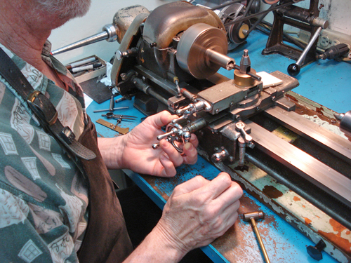 Here is Chris, milling a solid titanium rod