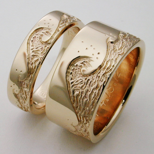 Eastbourne 3 titanium ring with waves | Titanium Wedding