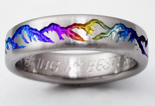 montclair 2 titanium ring with mountains titanium wedding rings handcrafted by exotica jewelry - Rainbow Wedding Rings montclair 2 titanium ring with mountains titanium wedding rings handcrafted by exotica jewelry - Rainbow Wedding Rings