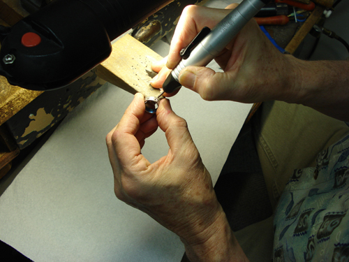 Preparing the ring for the gemstones