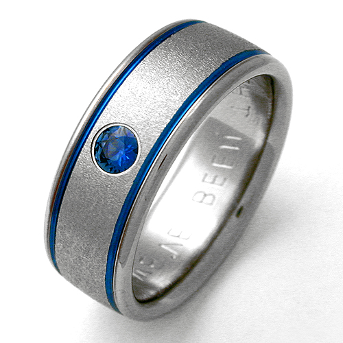 Billings 1 titanium ring with sapphires Titanium Wedding Rings
