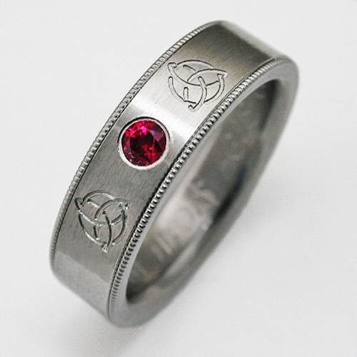 Celeron titanium ring with Celtic style Titanium Wedding Rings