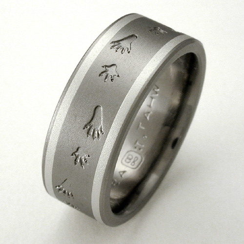silvis titanium ring with raccoon tracks titanium wedding rings handcrafted by exotica jewelry - Titanium Wedding Rings silvis titanium ring with raccoon tracks titanium wedding rings handcrafted by exotica jewelry - Titanium Wedding Rings