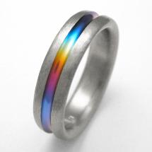 Ring shown is 5.5mm, size 8. Titanium Wedding Ring by Exotica Jewelry