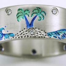 Ring shown is 9mm, size 9.5. Titanium Wedding Ring by Exotica Jewelry