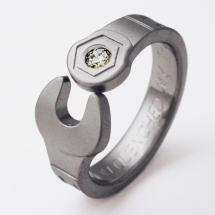 Ring shown is size 8. Titanium Wedding Ring by Exotica Jewelry