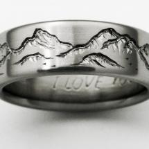 Ring shown is 8mm, size 10.75. Titanium Wedding Ring by Exotica Jewelry
