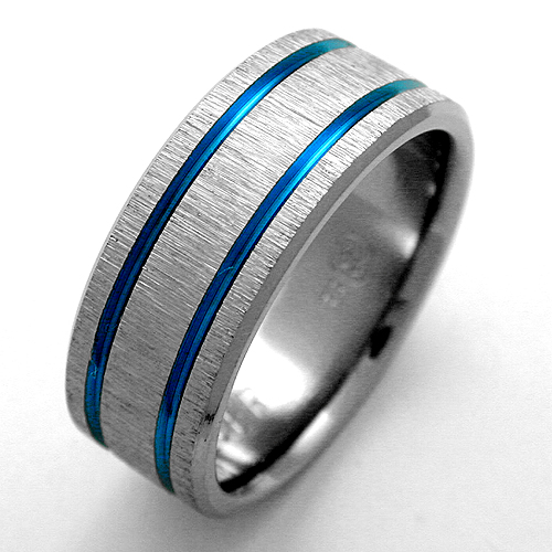 Bingham 1 titanium ring with grooves | Titanium Wedding Rings ...