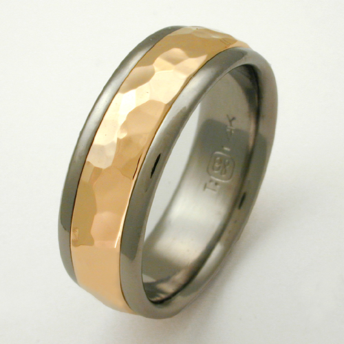 Goleta titanium ring with gold Titanium Wedding Rings, Handcrafted by Exotica Jewelry